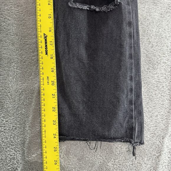 Avec Les Filles Jeans Women 28 Black Charcoal Wash High Rise Straight Distressed - Picture 12 of 14